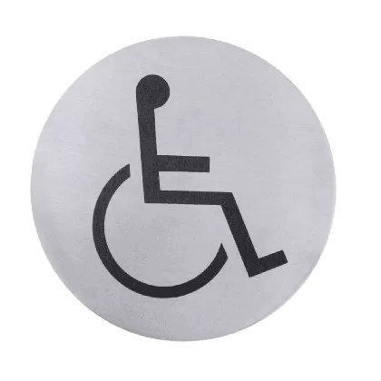 Türsymbol Rollstuhl seidenmatt poliert selbstklebend 7.5cm