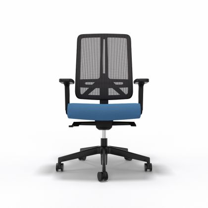 Bürostuhl "Flexi" ohne Nackenstütze, Schwarz & Blau