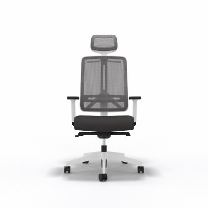 Bürostuhl "Flexi" mit Nackenstütze, Weiss & Schwarz