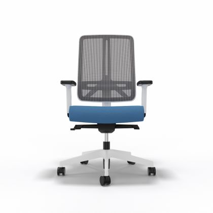 Bürostuhl "Flexi" ohne Nackenstütze, Weiss & Blau