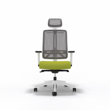 Bürostuhl "Flexi" mit Nackenstütze, Weiss & Grün