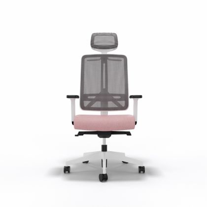 Bürostuhl "Flexi" mit Nackenstütze, Weiss & Pink
