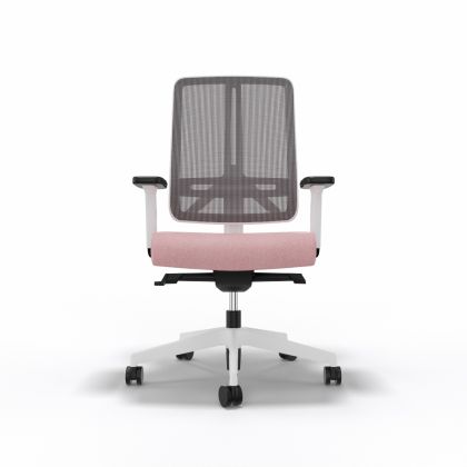 Bürostuhl "Flexi" ohne Nackenstütze, Weiss & Pink