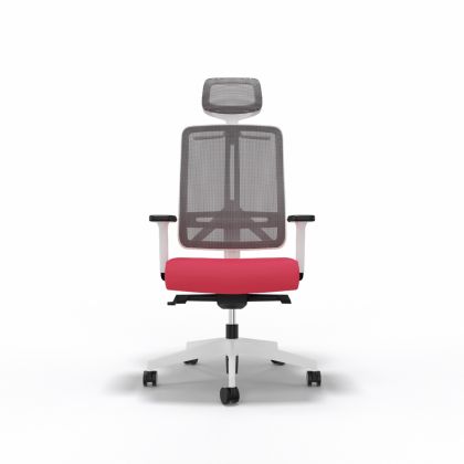 Bürostuhl "Flexi" mit Nackenstütze, Weiss & Rot