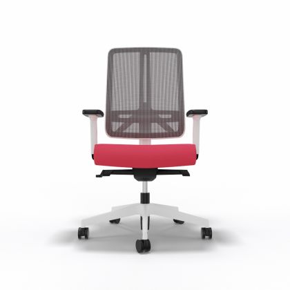 Bürostuhl "Flexi" ohne Nackenstütze, Weiss & Rot