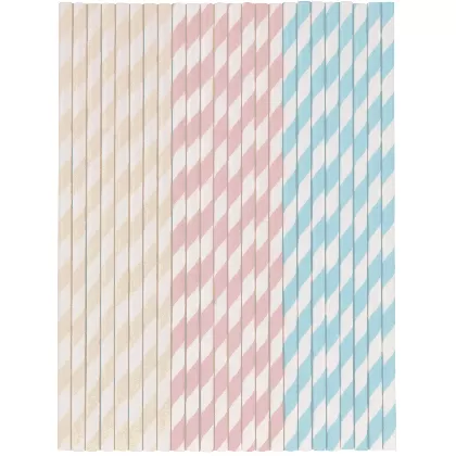 24 Stk. Strohhalme Papier, assortiert, D0.5cm, H19.5cm