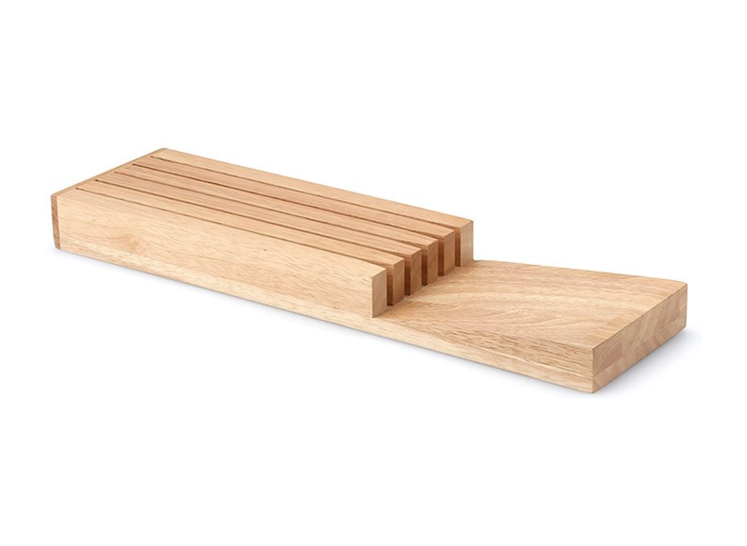 Gummibaum Messerblock liegend für 5 Messer, 39x11x3.5 cm