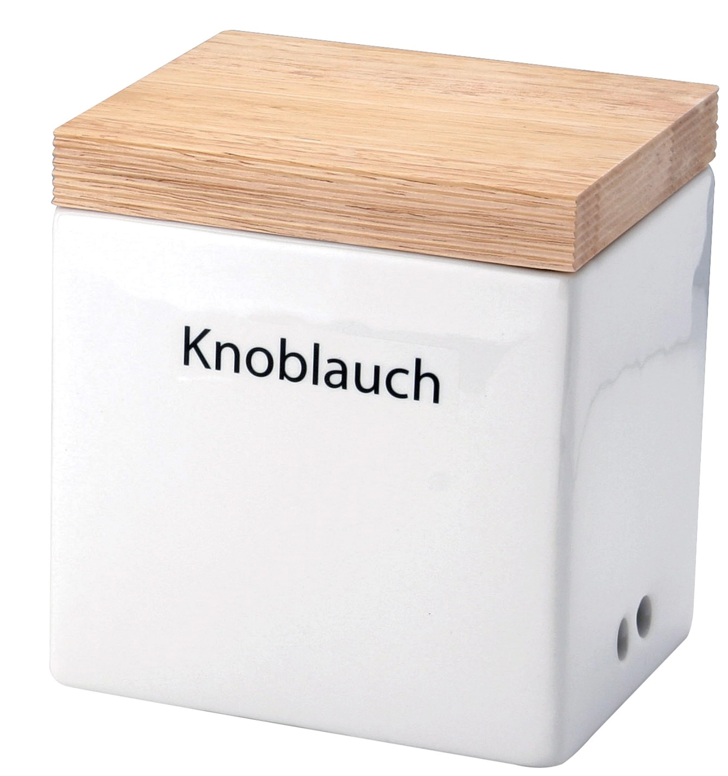 Keramik Vorratsdose mit Holzdeckel, 14x12x15.5 cm