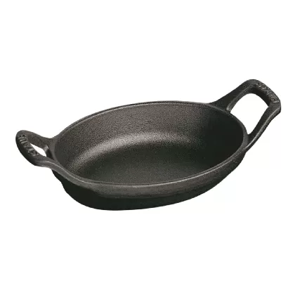 Auflaufform 32cm, oval, Schwarz, Gusseisen