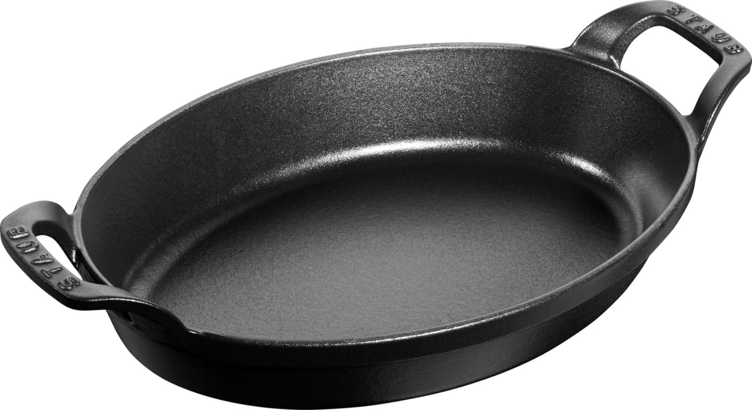 Auflaufform 24cm, oval, Schwarz, Gusseisen
