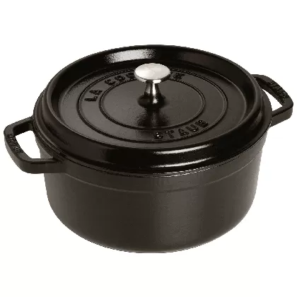 Cocotte 12cm, rund, Schwarz, Gusseisen 0.4l