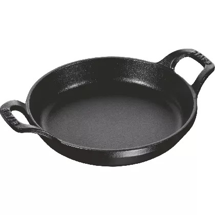 Auflaufform 20cm, rund, Schwarz, Gusseisen