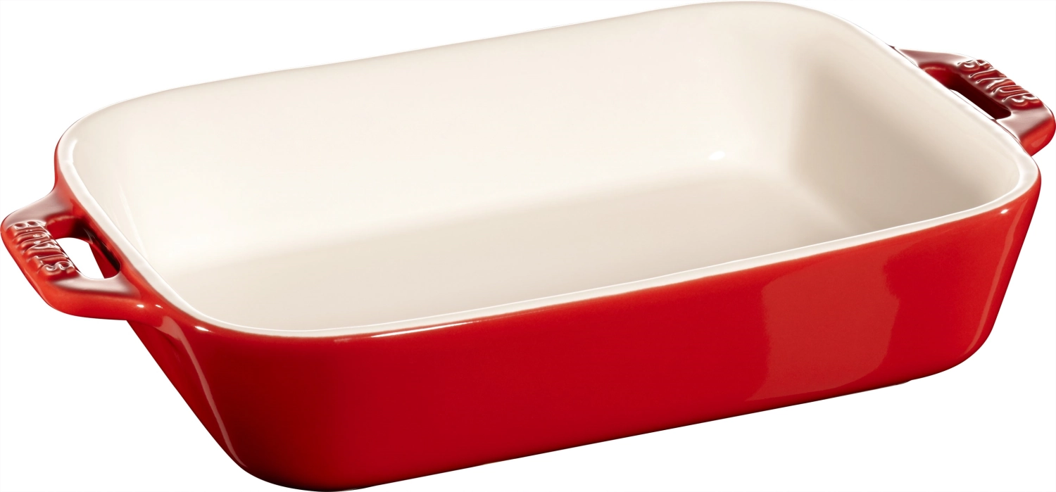 Auflaufform 20x16cm, rechteckig, Kirsch-Rot, Keramik