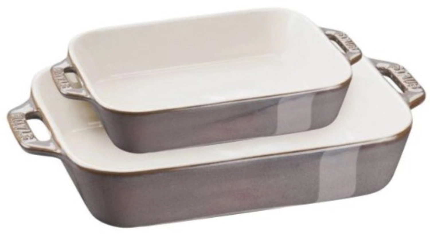 2er Set Keramik Ofenformset 20x16 & 27x20cm, grau
