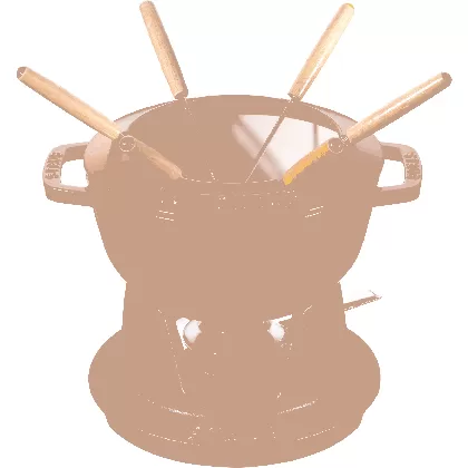 Fondue Set kirschrot m. 2 Griffen, rund. 18cm