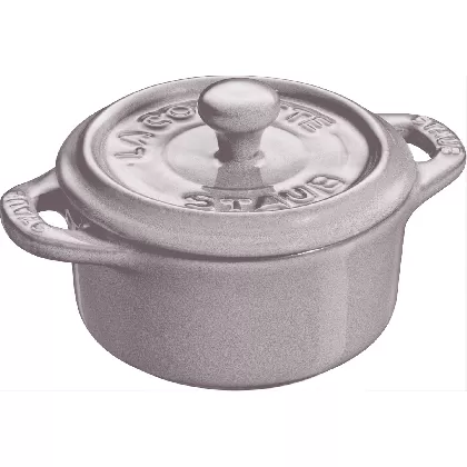 Keramik Mini Cocotte, antik-grau, 10cm