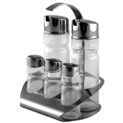 Ménage 5tlg Salz Pfeffer Zahnstocher Essig Oel 14x10cm