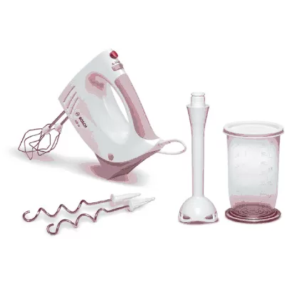Handmixer weiss mit 2 Besen 2 Knethaken Mixstab u.Messbecher