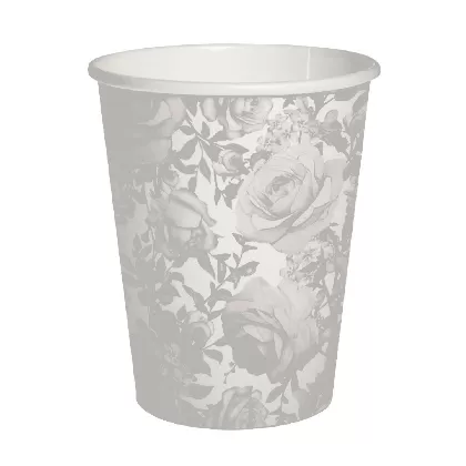 Pappbecher 8x Rosen, 9.5x5.5x8cm - 0.25l