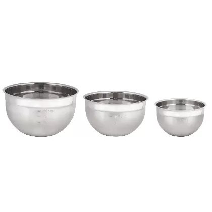 Rührschüsselset, Edelstahl, 3er Set, 26cm, 22cm, 18cm
