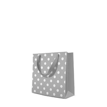 Geschenktüte grau/weiss m. Punkten 17x6x17cm