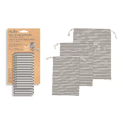 3er Set Beutel Baumwolle Streifen b/w 27x36,23x30,18x26cm