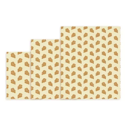 3er Set Bienenwachstuch Käse, 18x20,25x28,33x35.5cm