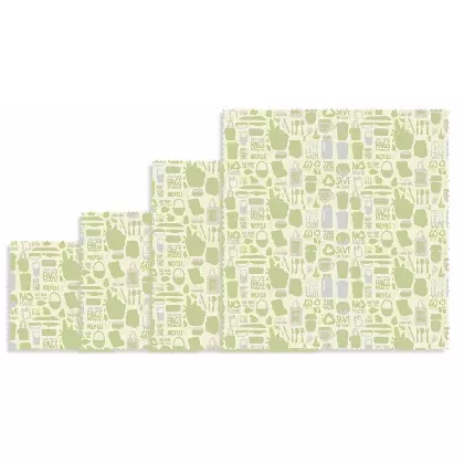 4er Set Bienenwachstuch Zero Waste,16x16,18x20,25x28,33x35.5