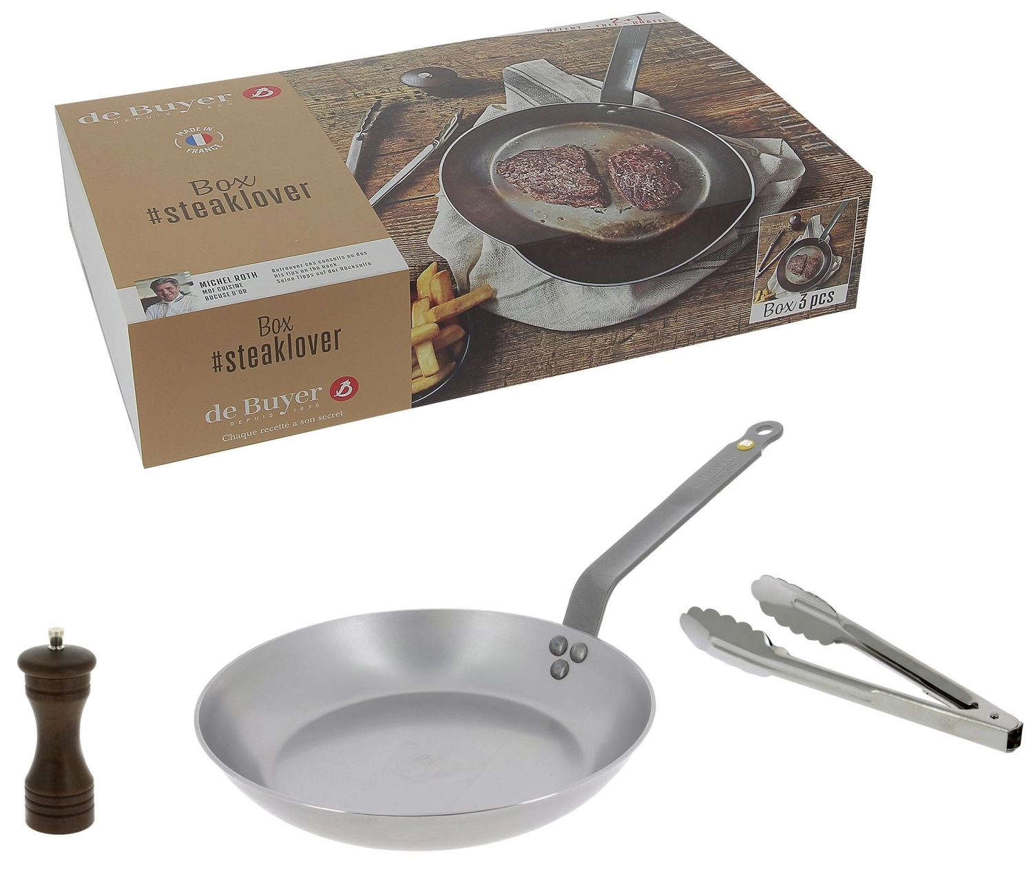 3er Set STEAKLOVER: MINERAL B 26, Ø26+SPATULE+MOULIN, 14cm