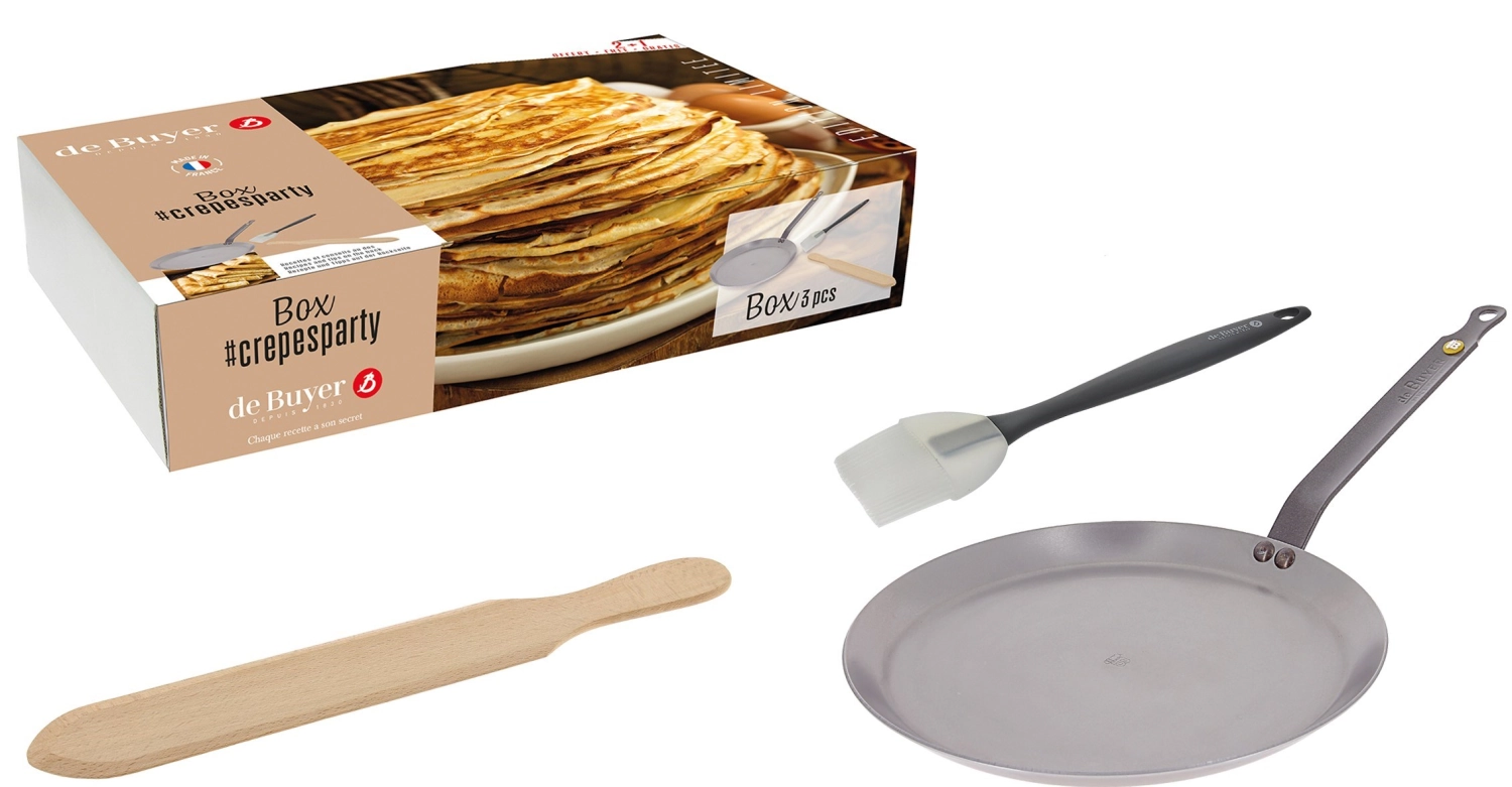 3er Set Crêpesparty: Crêpe Mineral B26+Pinsel+Spachtel Ø26cm