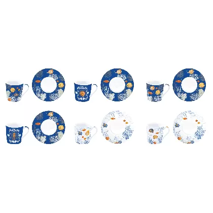 Coffee Mania 6er Espr.-tasse m. Untert. Aquarium 100ml