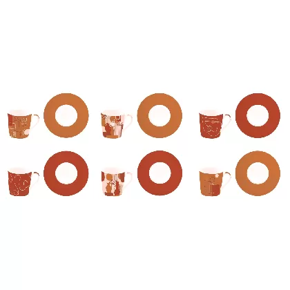 Coffee Mania 6er Espr.-tasse m. Untert. Terracotta 100ml