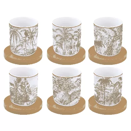 Coffee Mania 6er Espr.-becher m. Unters. Retro Jungle110ml