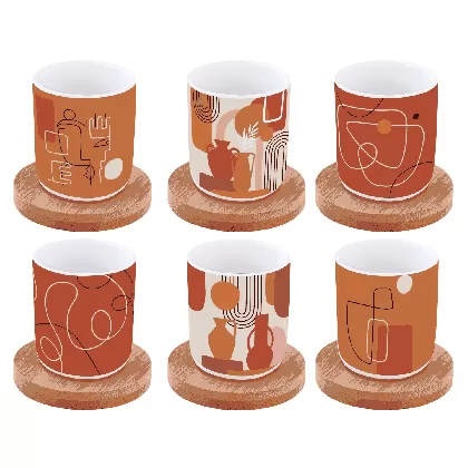 Coffee Mania 6er Espr.-becher m. Unters.Terracotta,110ml