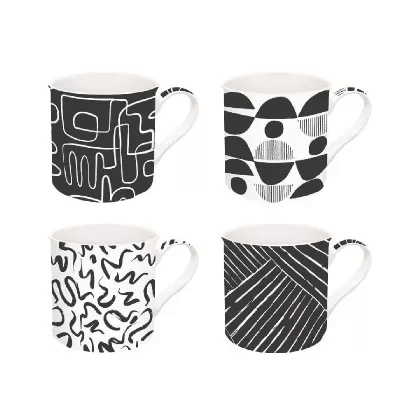 4er Set Graffiti Porzellanbecher 300ml