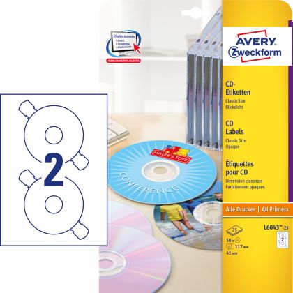 AVERY ZW. CD-Etiketten Classic     weiss