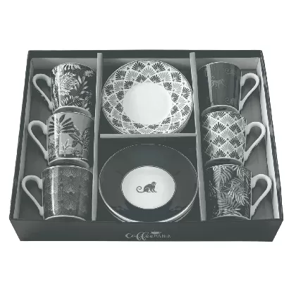 Coffee Mania 6er Espr.-tasse m. Untert. "Jungle" 100ml