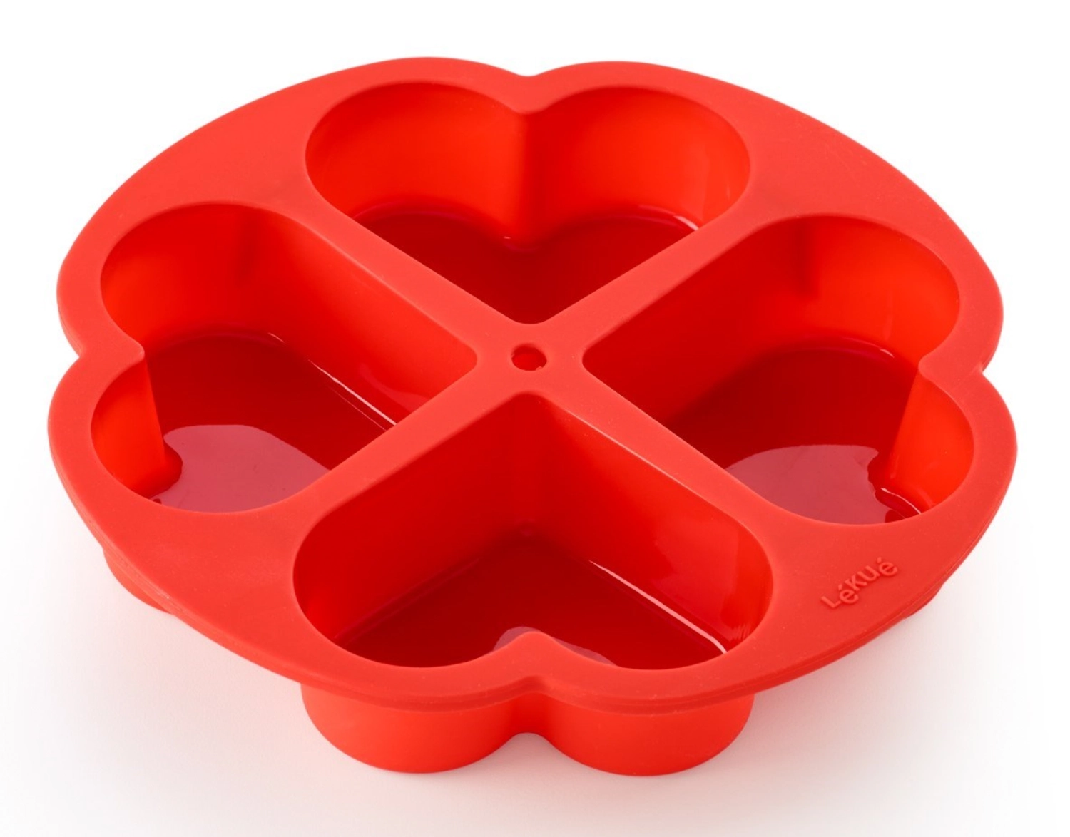Backform für 4 Herzen D25.6cm Silikon rot