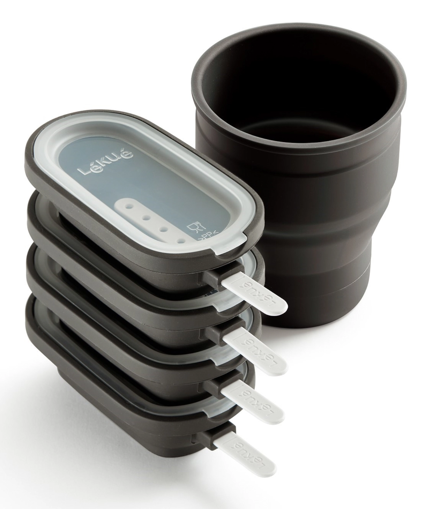 5er Set Glaceform mit Schokobecher 60/350ml Silikon braun