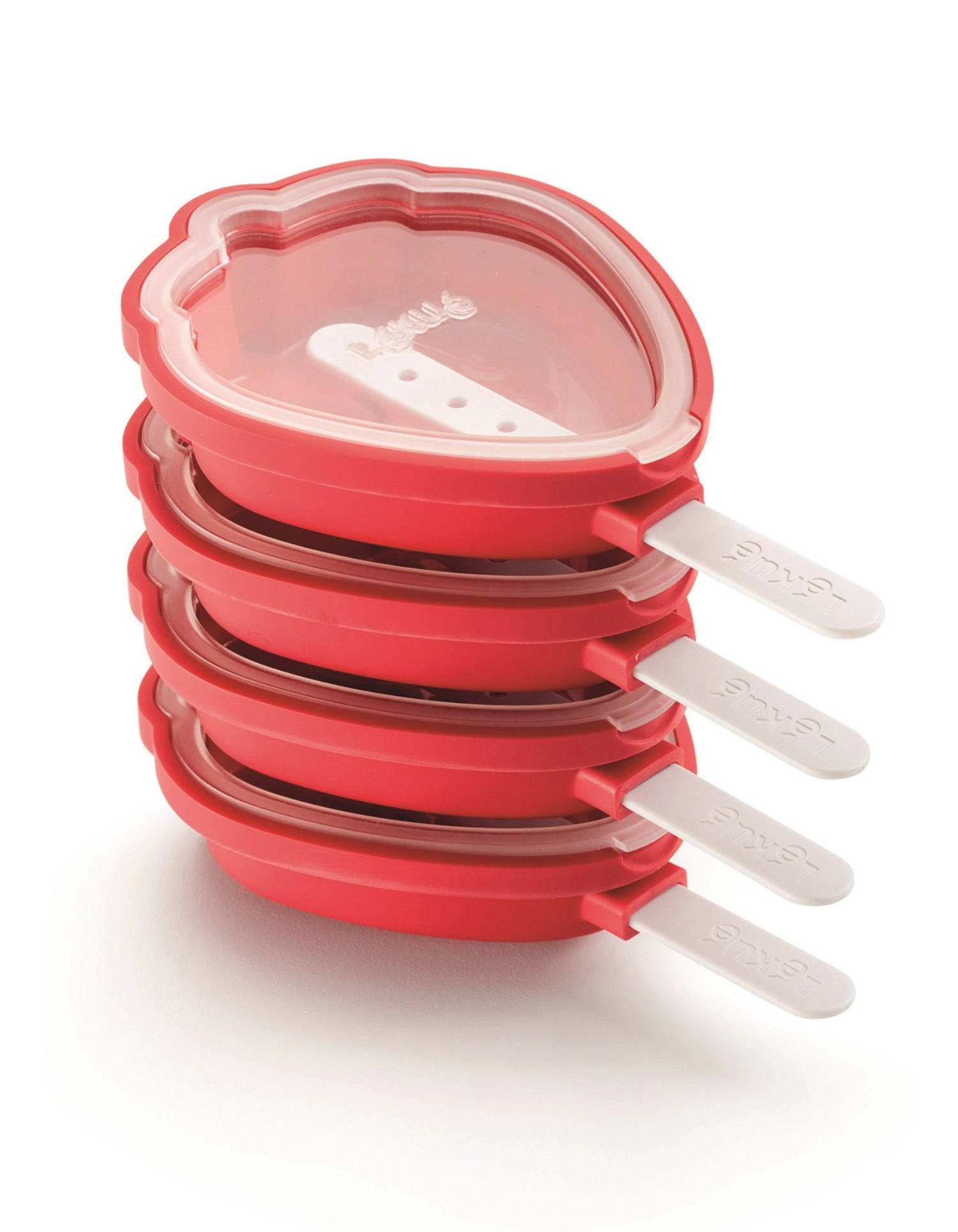 4er Set Glaceform Erdbeere 15.4x9.3x3.2cm 95ml Silikon rot
