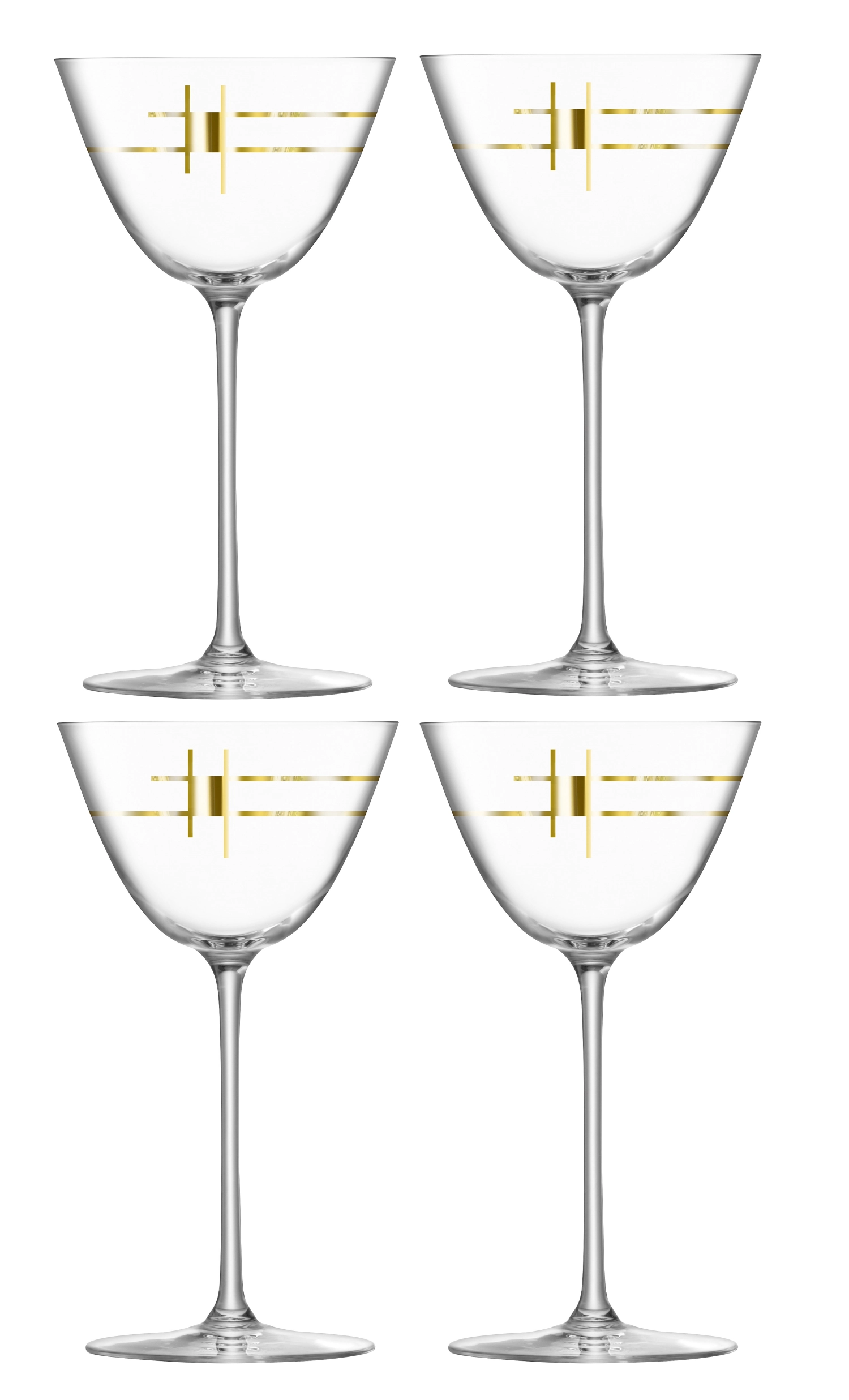 4er Set Century Martiniglas 195ml Gold