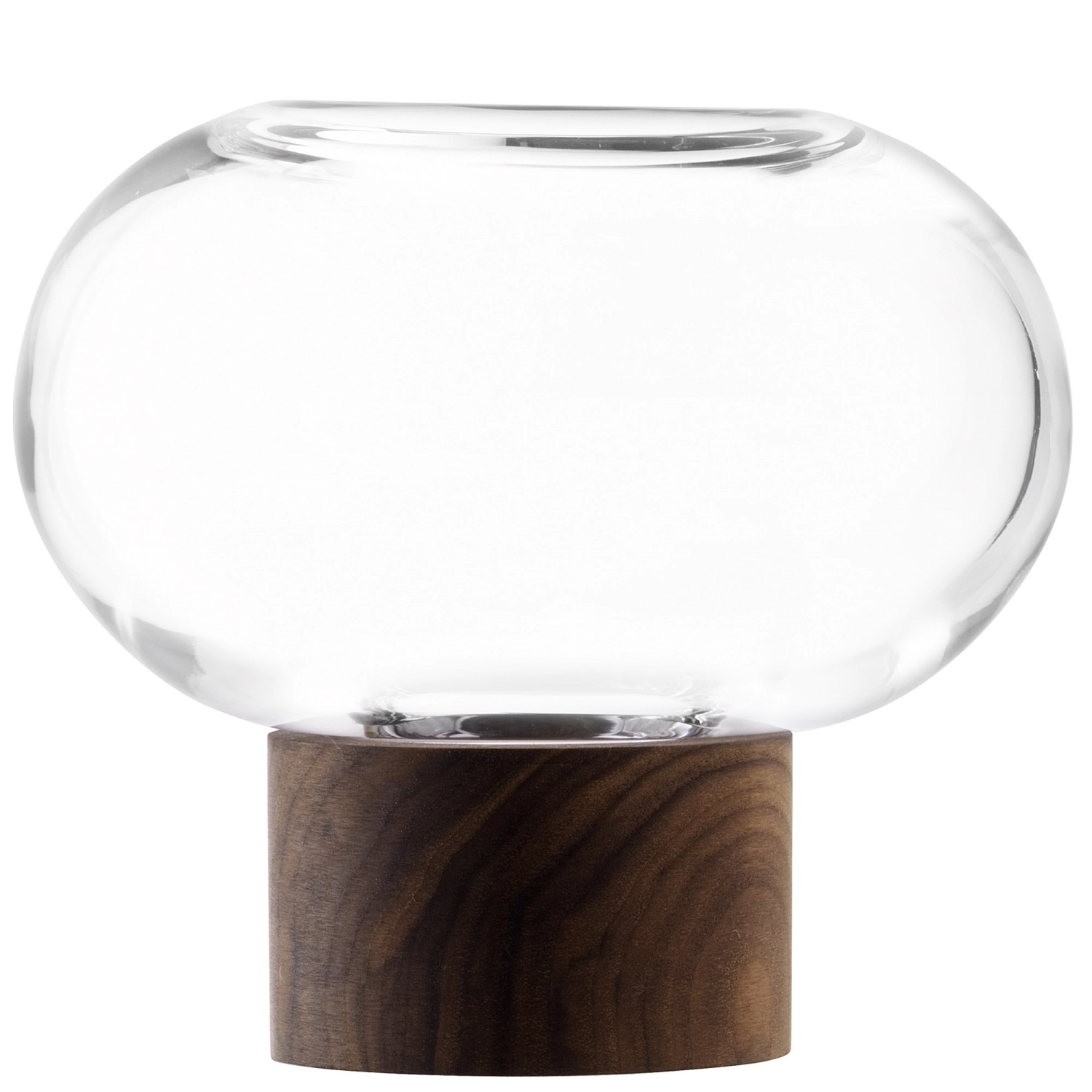 Oblate Vase Ø15cm, H13.5cm - klar walnuss