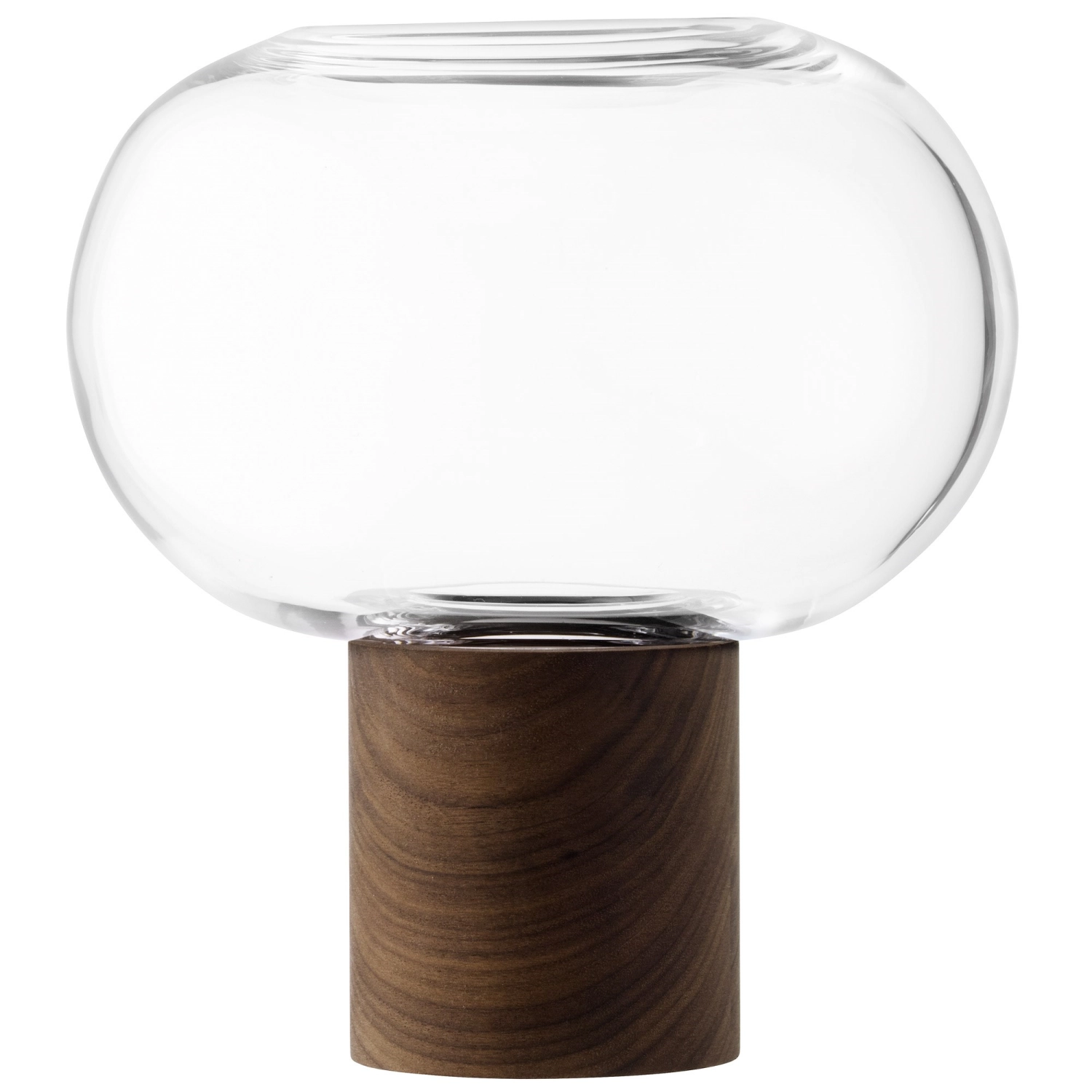 Oblate Vase Ø19.5cm, H21.5cm - klar walnuss
