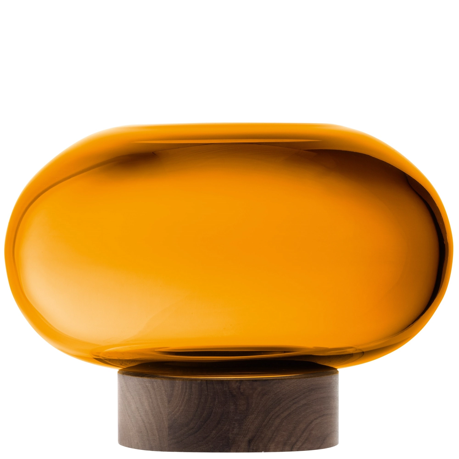 Oblate Vase Laterne Ø28cm, H19.5cm - bernstein walnuss