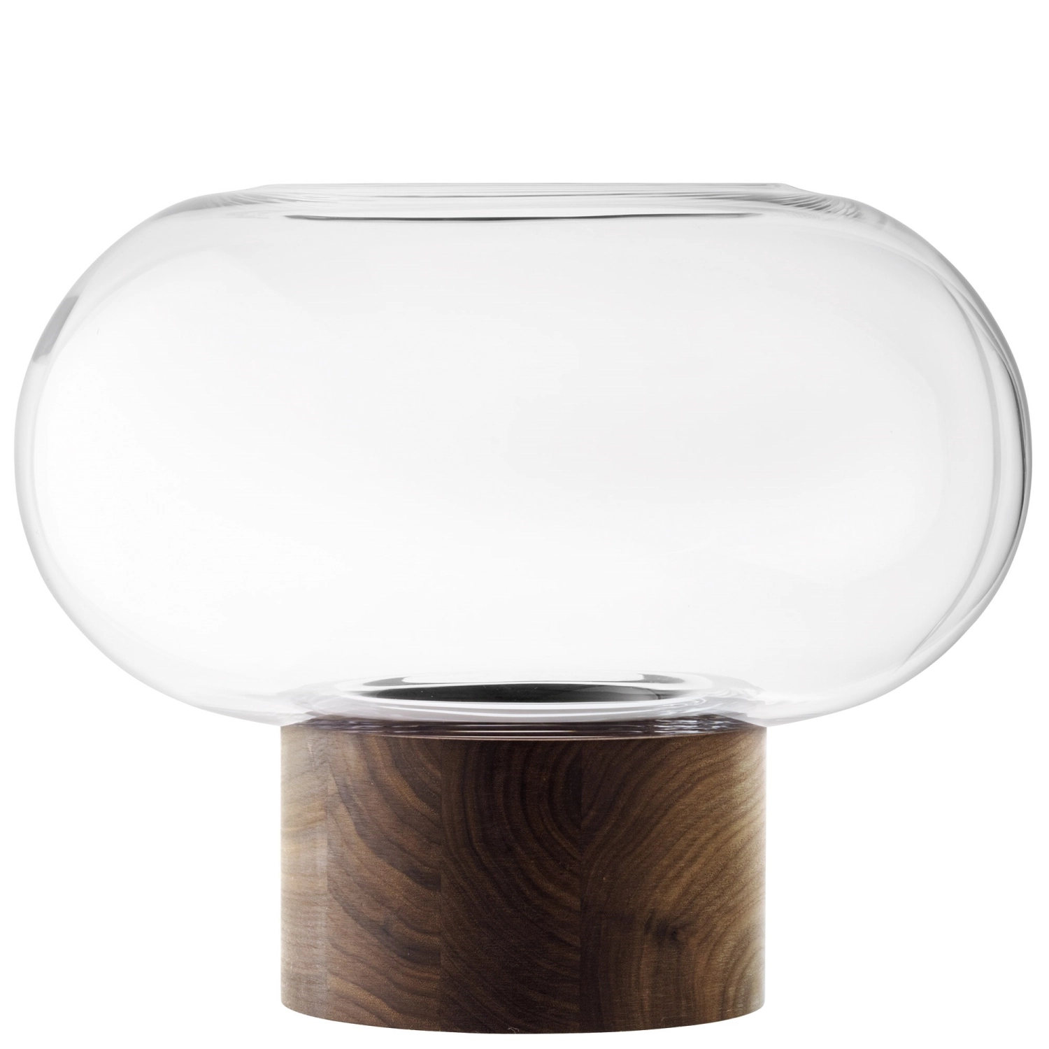 Oblate Vase Laterne Ø35cm, H28cm - klar walnuss