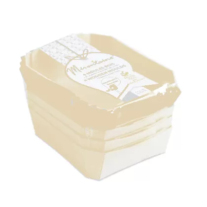 4 Stk. Mini Backform 12x9cm rechteckig Holz mit 8 Backpapie
