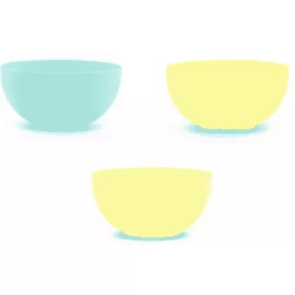 6er Set Schüsseln à 3 Farben D23.5cm 3.9L, grün, blau, peach