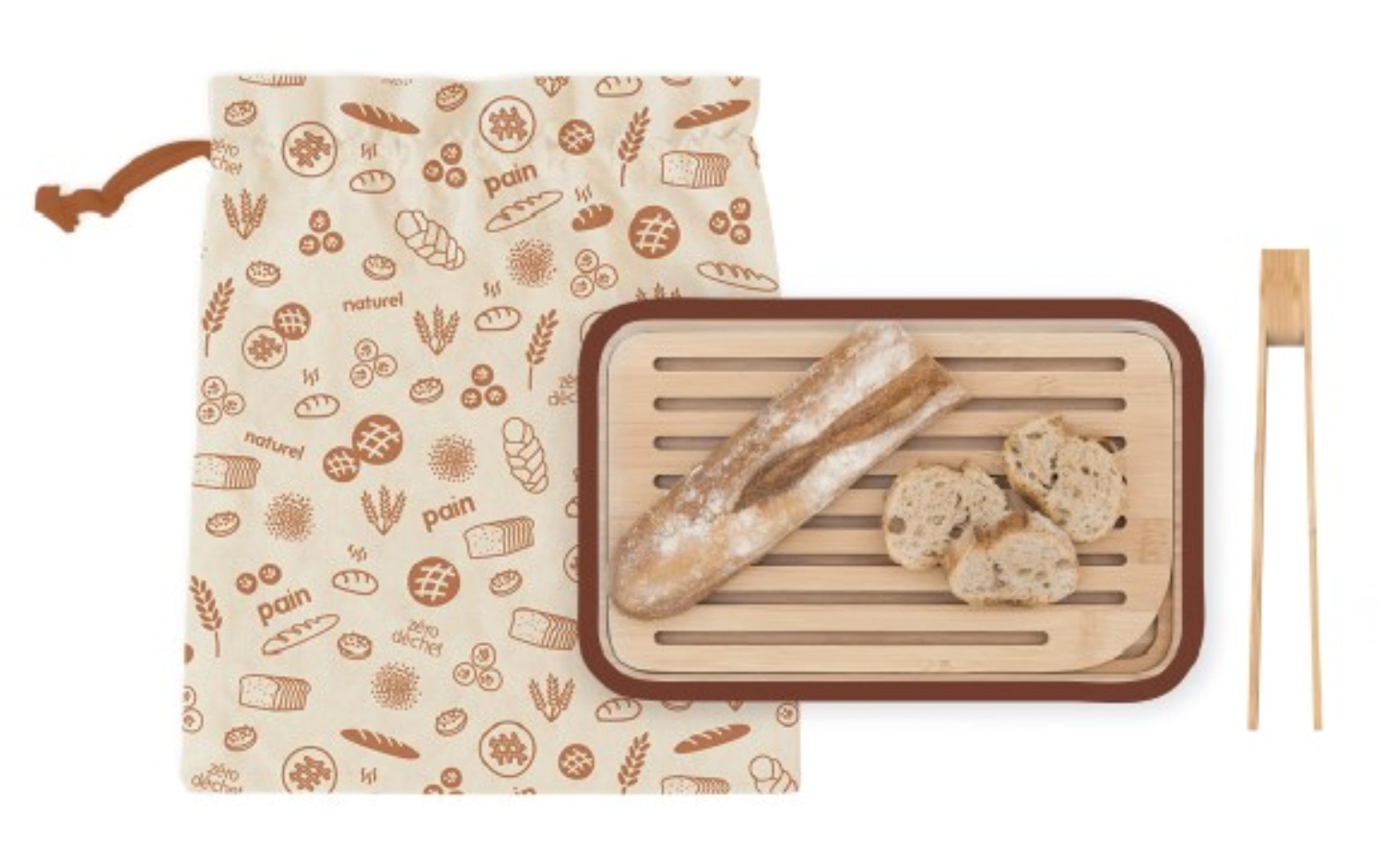 3er Set Bäcker mit Brotbrett, Toastzange, Brotbeutel