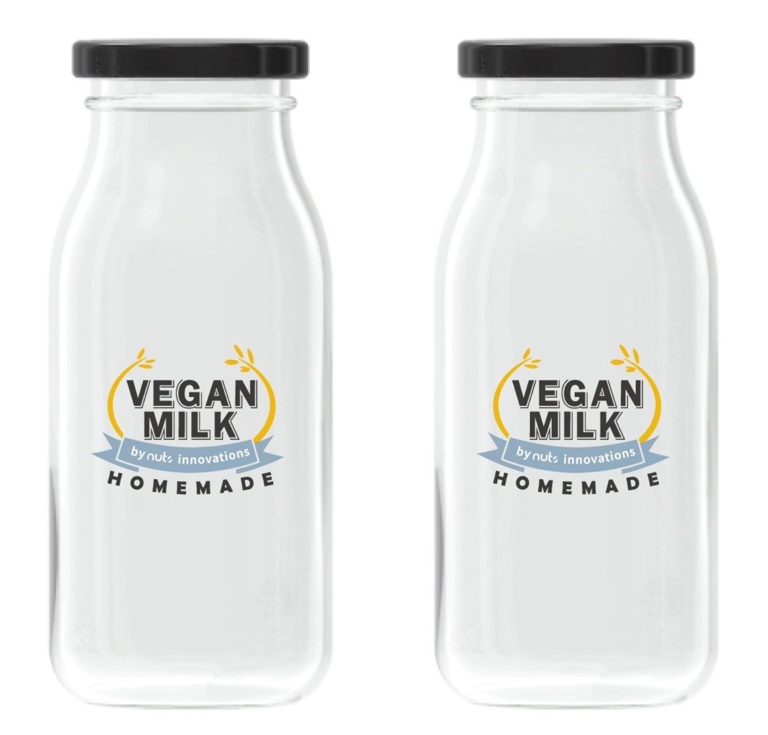 2er Set Flaschen "Vegan Milk" 220ml u. 900ml