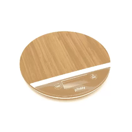 Küchenwaage rund bambus grau D19 cm